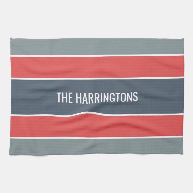 Streifen Muster individuelle Name Handtuch (Horizontal)