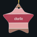 Streifen Muster individuelle Name Keramikornament<br><div class="desc">Ändern Sie das Textfeld in das gewollt Textfeld. Sie können auch den Schriftart und seine Größe und Farbe ändern,  indem Sie die Funktion "Anpassen" verwenden,  sowie weitere Textfelder hinzufügen,  wenn Sie möchten. Sehen Sie in meinem Geschäft für weitere Artikel mit und Farbwahl von diesem Design.</div>