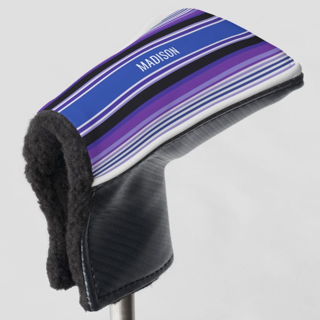 Streifen Muster individuelle Name Putter Abdeckung Golf Headcover (3/4 Vorderseite)