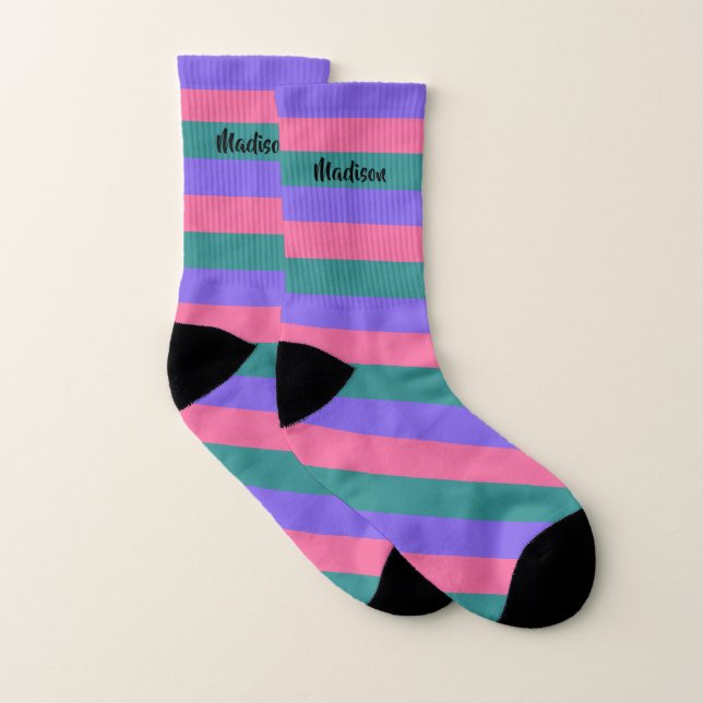 Streifen Muster individuelle Name Socken (Paar)