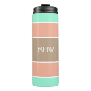 Streifen Muster kundenspezifischer Monogramm-Tumbl Thermosbecher