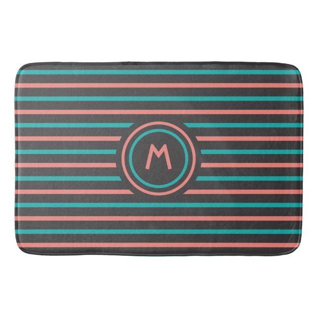 Streifen Muster Maßgeschneiderte Monogramm-Badmatt Badematte (Vorderseite)