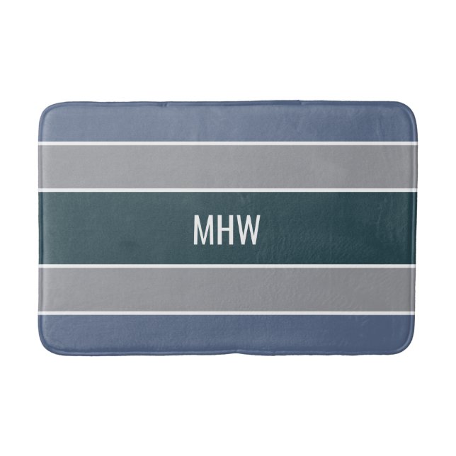 Streifen Muster Maßgeschneiderte Monogramm-Badmatt Badematte (Vorderseite)