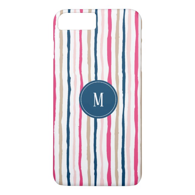 Streifen Muster Monogramm Case-Mate iPhone Hülle (Rückseite)
