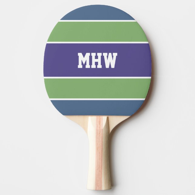 Streifen Muster Pingpaddel mit Monogramm Tischtennis Schläger (Vorderseite)