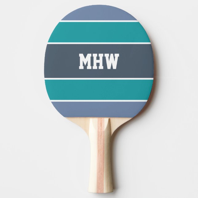 Streifen Muster Pingpaddel mit Monogramm Tischtennis Schläger (Vorderseite)