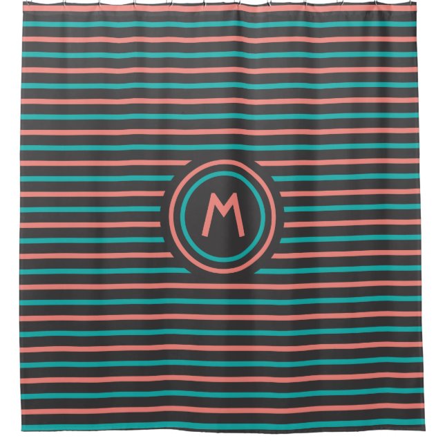 Streifen Muster Sonderduschvorhang für Monogramm Duschvorhang (Vorderseite)