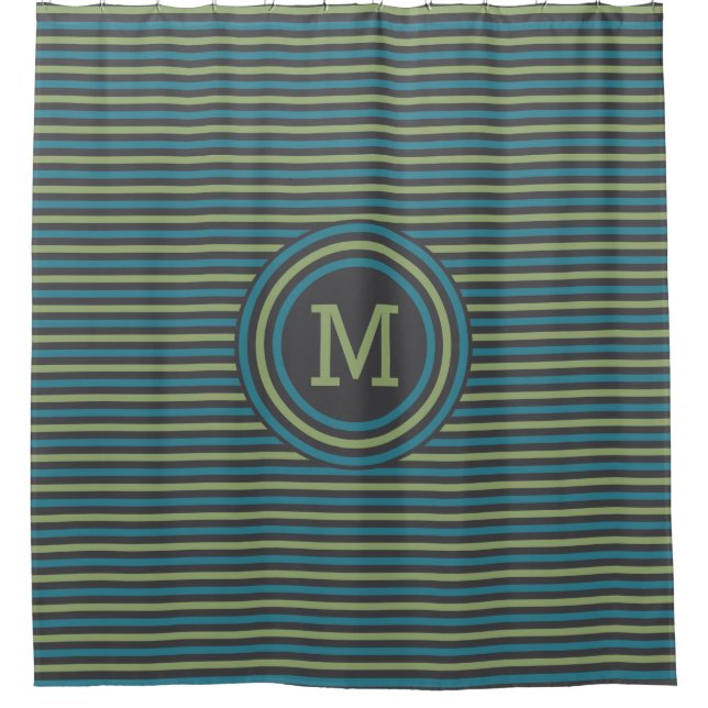 Streifen Muster Sonderduschvorhang für Monogramm Duschvorhang (Vorderseite)