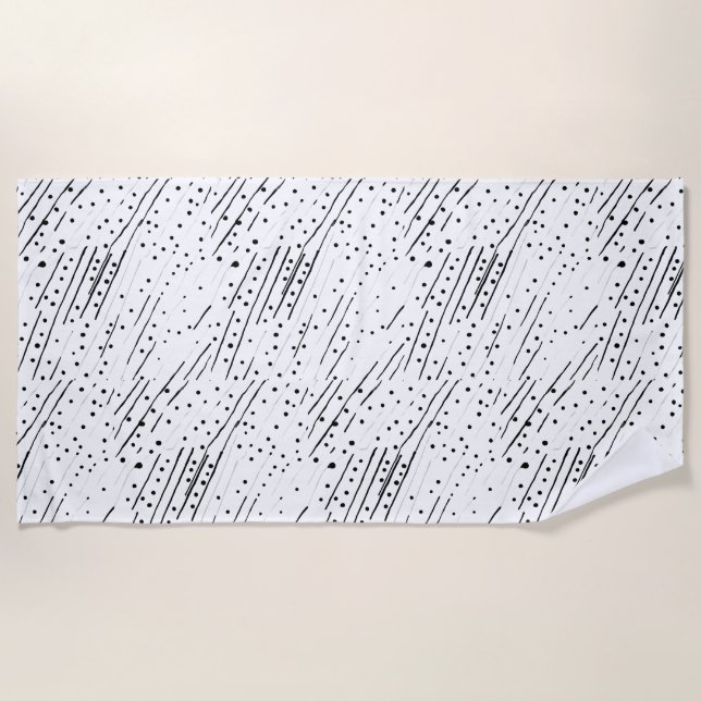 Streifen oder Polka-Punkte, schwarz, weiß, grau Strandtuch (Vorderseite)