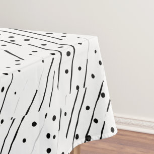 Streifen oder Polka-Punkte, schwarz, weiß, grau Tischdecke