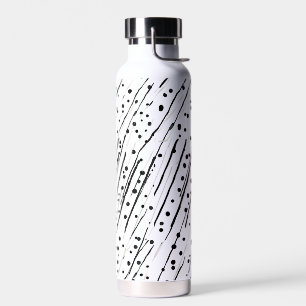 Streifen oder Polka-Punkte, schwarz, weiß, grau Trinkflasche
