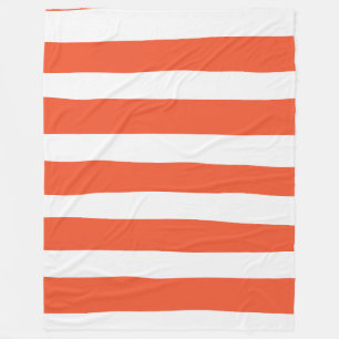 Streifen - orange und weiß fleecedecke