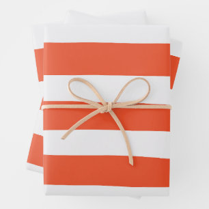 Streifen - orange und weiß geschenkpapier set