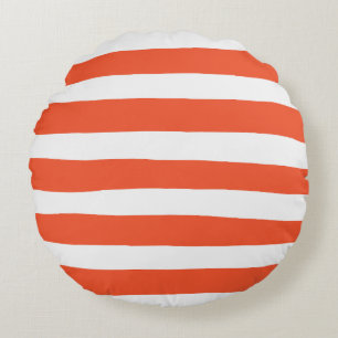 Streifen - orange und weiß rundes kissen