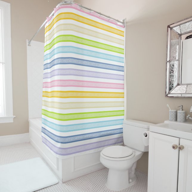 Streifen Pastel Rainbow Duschvorhang (Beispiel)