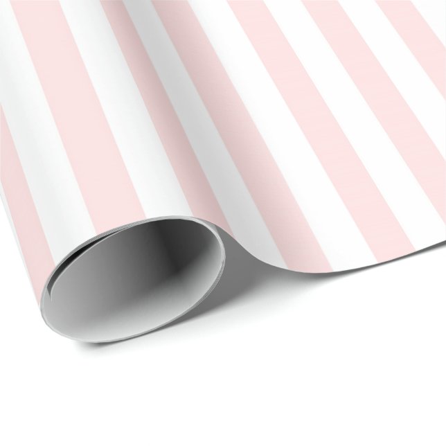 Streifen Pastell Pink Peach Weiße Linien Vip Geschenkpapier (Rolleneckpunkt)