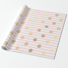 Streifen Pastellrosa Rose Weiße Linien Polka Dots Geschenkpapier