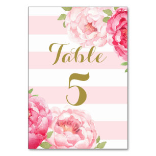 Streifen Pink Bläserne Hochzeitskarte Tischnummer