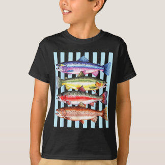 Streifen Regenbogenforelle Angeln Outdoor Fisch So T-Shirt