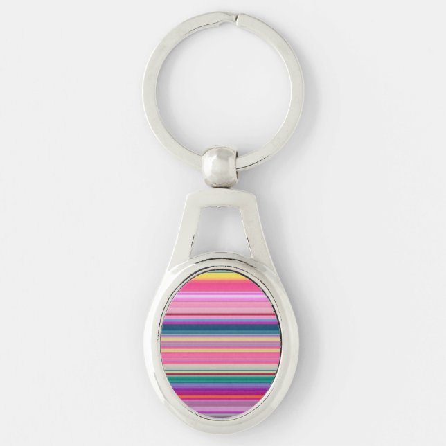 Streifen Retro multicolors Schlüsselanhänger (Vorderseite)