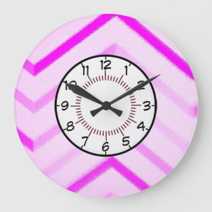 Streifen-rosa Büro-Zuhause-Muster-Schicksals-Kunst Große Wanduhr