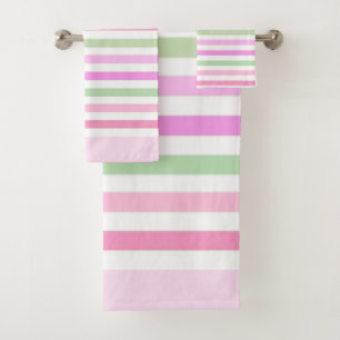 Streifen, Rosa, grün Badhandtuch Set