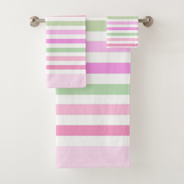 Streifen, rosa, grün badhandtuch set (Insitu)
