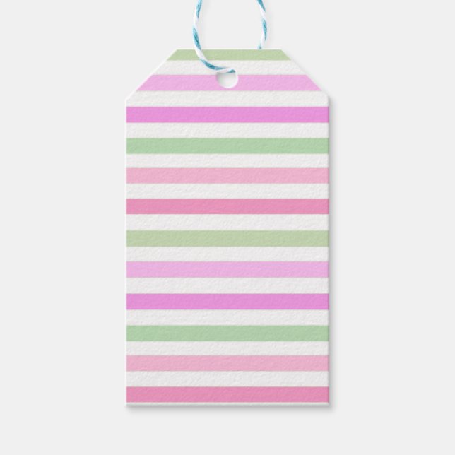 Streifen, rosa, grün geschenkanhänger (Vorderseite)