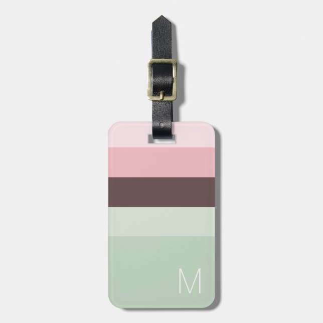 Streifen rosa, grün und braun gepäckanhänger (Vorderseite vertikal)