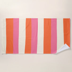 Streifen - Rosa, orange und Creme Strandtuch