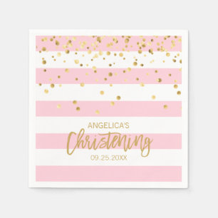 Streifen Rosa Rose Gold CHRISTENING Serviette