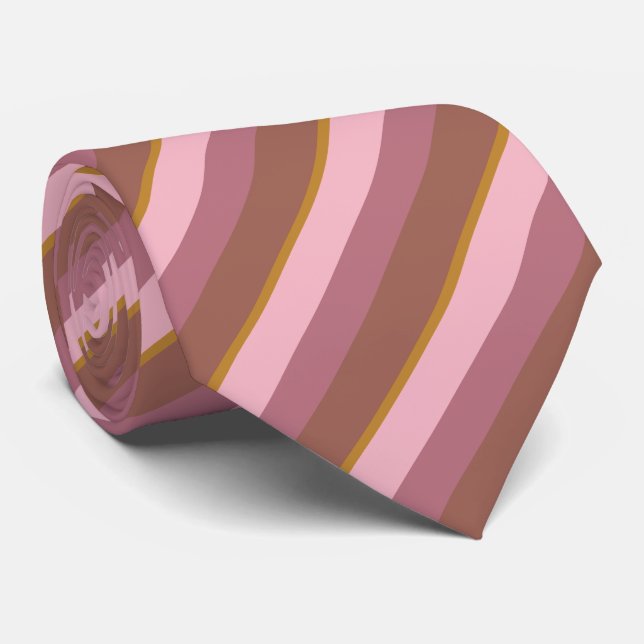 Streifen - rosa und braun krawatte (Gerollt)