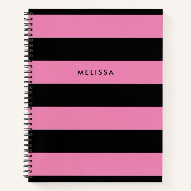 Streifen rosa und schwarz Moderner Minimalistische Notizbuch (Vorderseite)