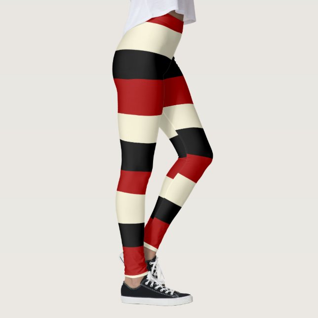 Streifen - Rot und Creme Leggings (Rechts)