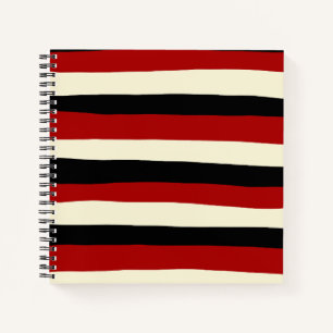 Streifen - Rot und Creme Notizbuch