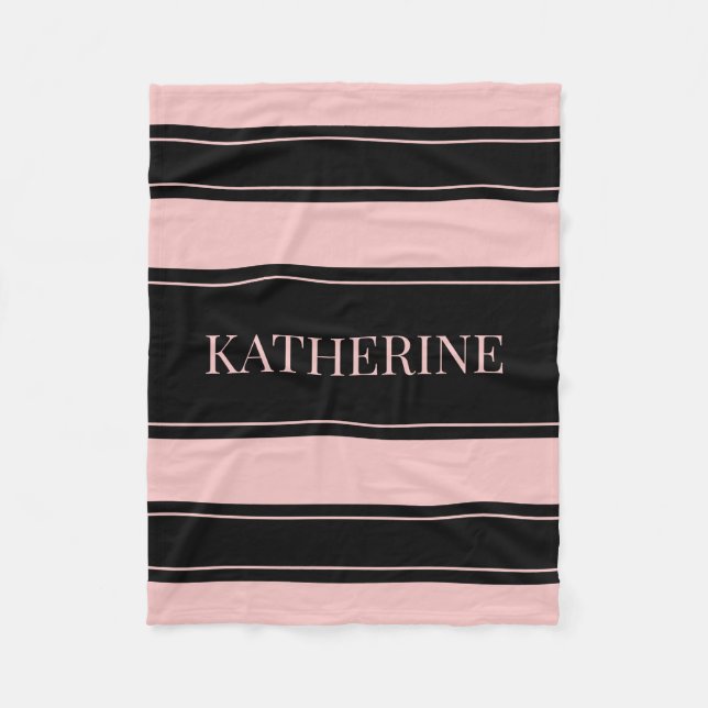 Streifen Schwarz-Rosa-Individuelle Name Fleecedecke (Vorderseite)