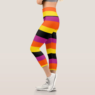 Streifen - schwarz, rosa, orange und gelb capri leggings