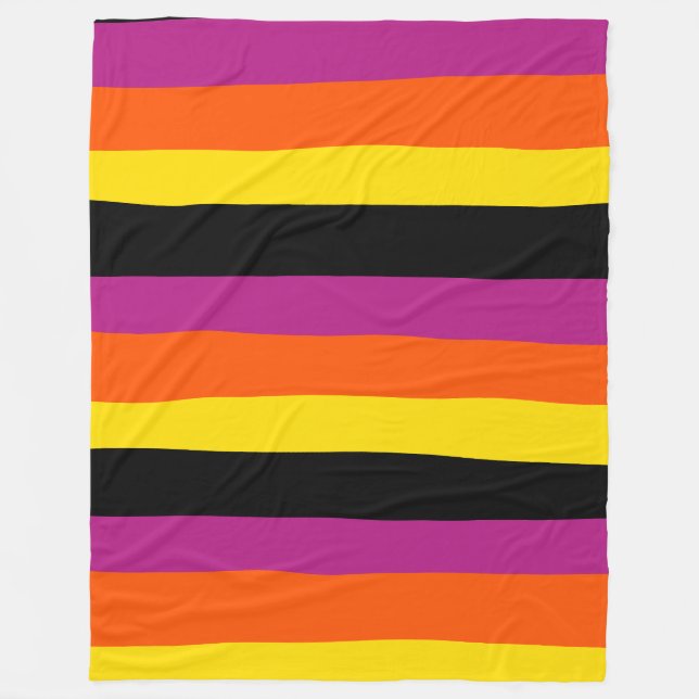 Streifen - schwarz, rosa, orange und gelb fleecedecke (Vorderseite)