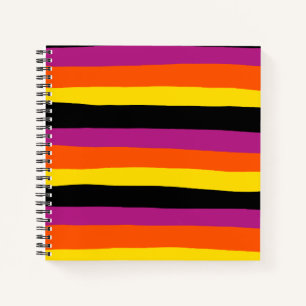 Streifen - schwarz, rosa, orange und gelb notizbuch