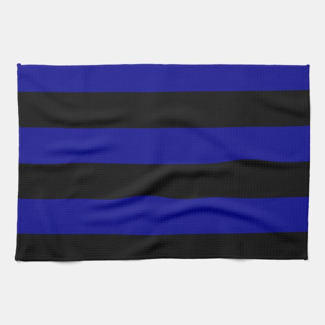 Streifen - schwarz und dunkelblau geschirrtuch (Horizontal)
