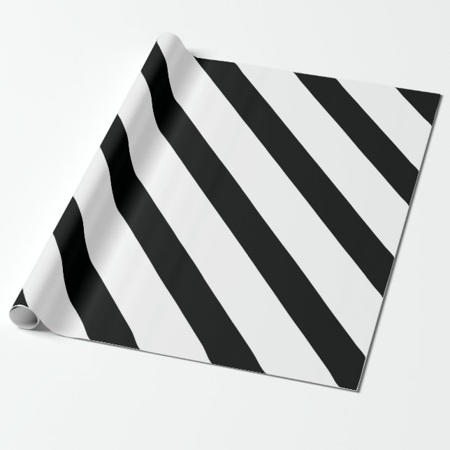 Streifen (schwarz und weiß) | Diagonal) Jede benut Geschenkpapier (Ungerollt)