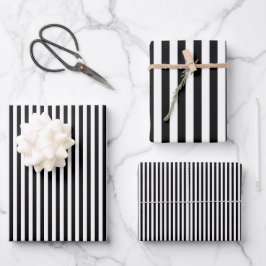 Streifen schwarz und weiß geschenkpapier set