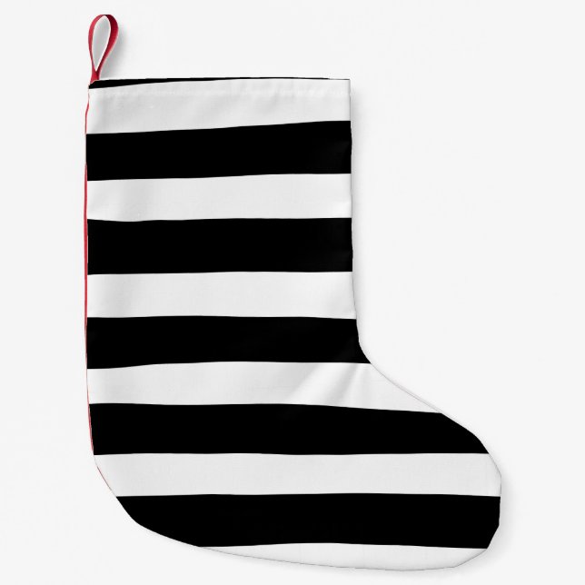 Streifen - Schwarz/Weiß Kleiner Weihnachtsstrumpf (Vorderseite)