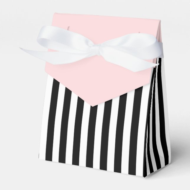 Streifen Schwarz-Weiß Ribbon rosa Hochzeitsgeschen Geschenkschachtel (Vorderseite)