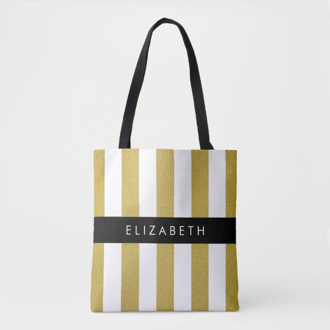Streifen, Streifen, Linien, Ihr Name Tasche (Vorderseite)