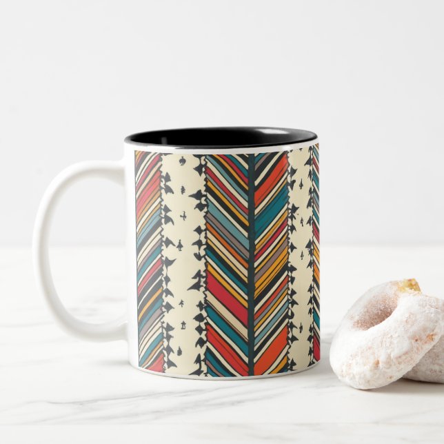 Streifen-Tasse Zweifarbige Tasse (Mit Donut)