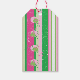 Streifen und Abstrakte Planeten, Rose Rosa und Grü Geschenkanhänger