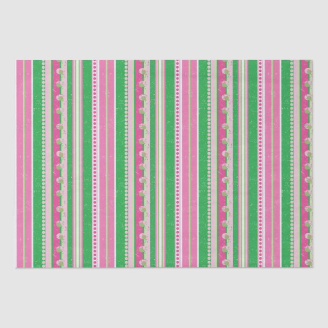 Streifen und Abstrakte Planeten, Rose Rosa und Grü Seidenpapier (Vorderseite)
