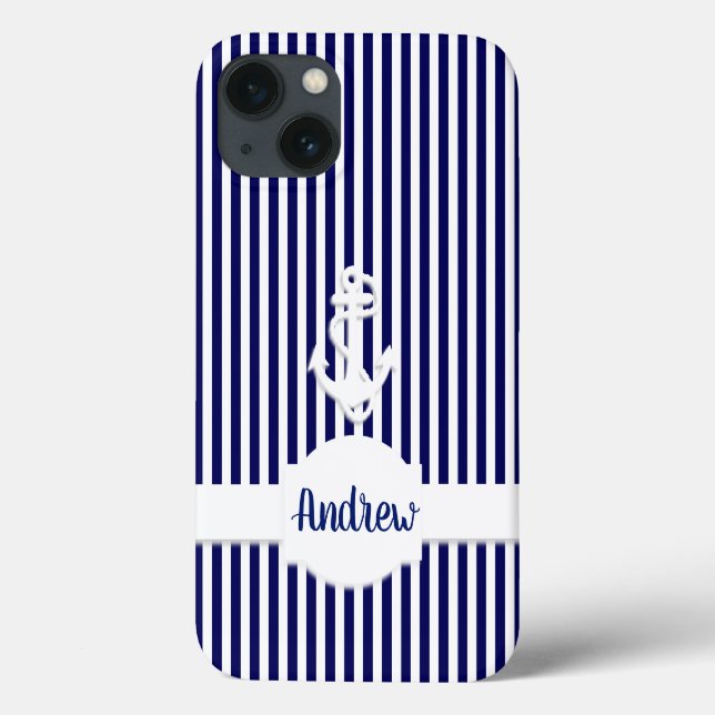 Streifen und Ankermonogramm Case-Mate iPhone Hülle (Rückseite)