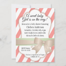 Streifen und Bow Sweet Baby Girl Dusche Einladung
